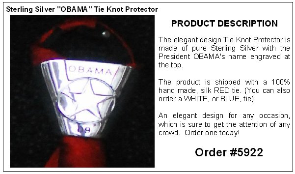 5922 - OBAMA STERLING SILVER TIE KNOT PROTECTOR WITH RED TIE